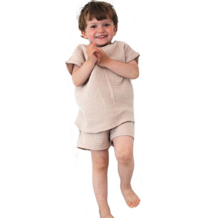 Muslin T-shirt and shorts set - Beige 0 - 1 Year - AnnaKarinna