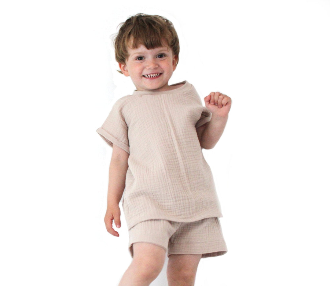 Muslin T-shirt and shorts set - Beige 1 - 3 Years - AnnaKarinna