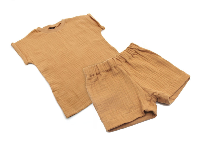 Muslin T-shirt and shorts set - Camel 1 - 3 Years - AnnaKarinna