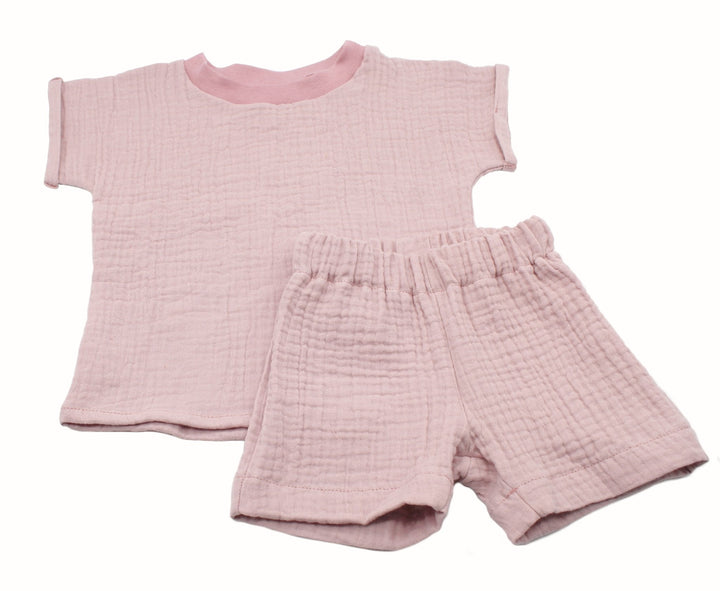 Muslin T-shirt and shorts set - Pink 0 - 1 Year - AnnaKarinna