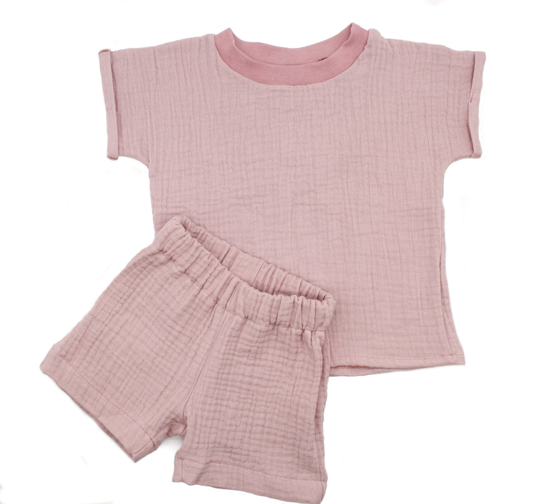 Muslin T-shirt and shorts set - Pink 1 - 3 Years - AnnaKarinna