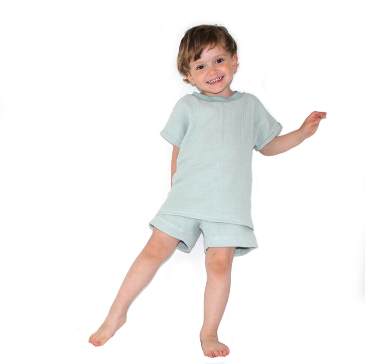 Muslin T-shirt and shorts set - Sea Green 0 - 1 Year - AnnaKarinna