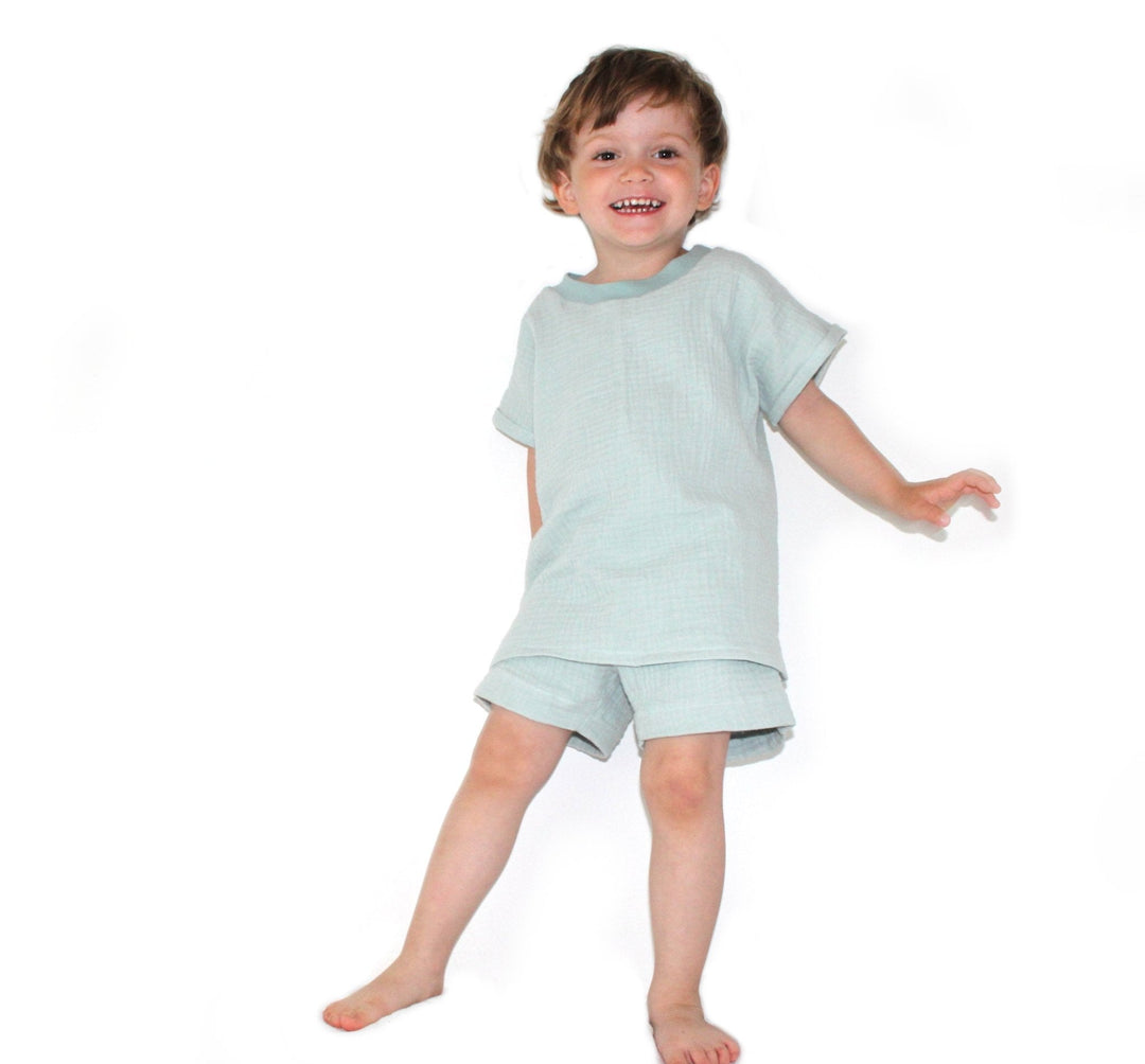 Muslin T-shirt and shorts set - Sea Green 0 - 1 Year - AnnaKarinna