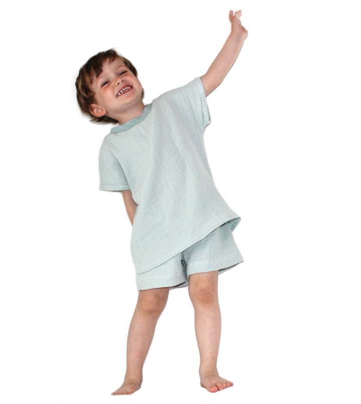 Muslin T-shirt and shorts set - Sea Green 1 - 3 Years - AnnaKarinna