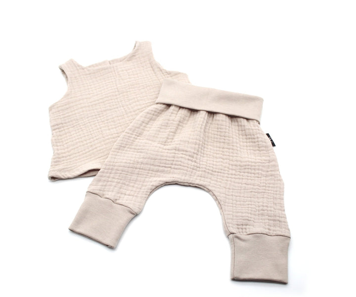 Muslin Top and Baggy Pants Set - Beige 1 - 3 Years - AnnaKarinna