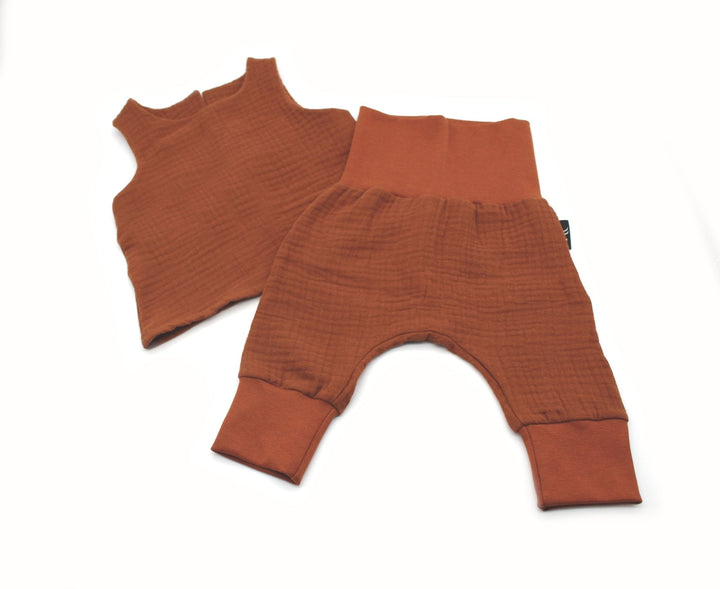 Muslin Top and Baggy Pants Set - Cognac 0 - 1 Year - AnnaKarinna