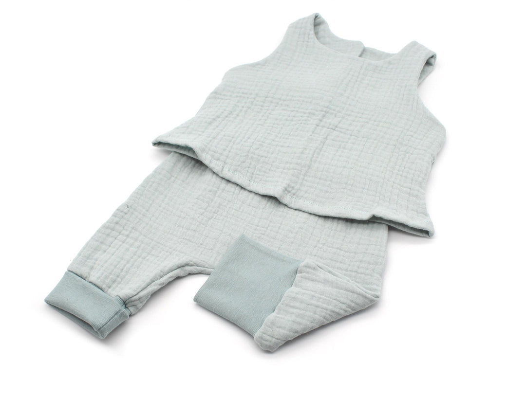 Muslin Top and Baggy Pants Set - Sea Green 0 - 1 Year - AnnaKarinna