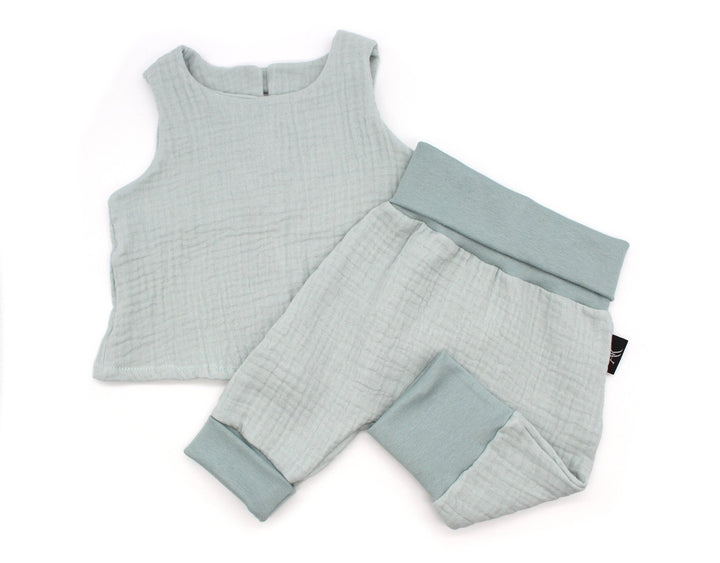 Muslin Top and Baggy Pants Set - Sea Green 0 - 1 Year - AnnaKarinna