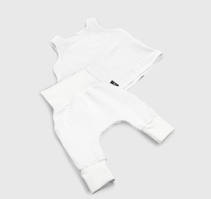 Muslin Top and Baggy Pants Set - White 0 - 1 Year - AnnaKarinna