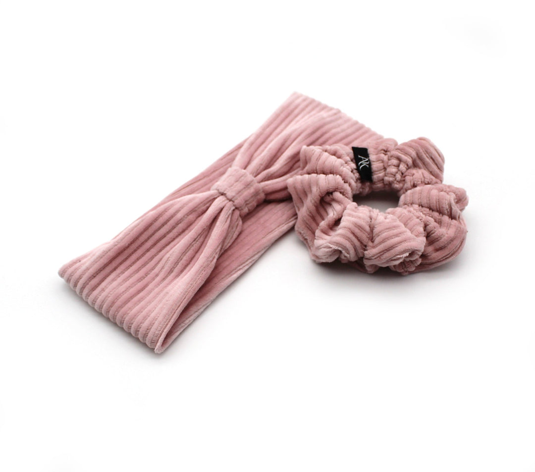 Nude Pink Turban Headband & Medium Scrunchie Set - AnnaKarinna