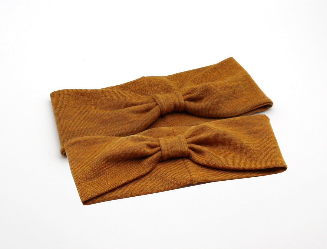 Ocher Merino Wool turban headband, Soft Mommy and me Headband - AnnaKarinna