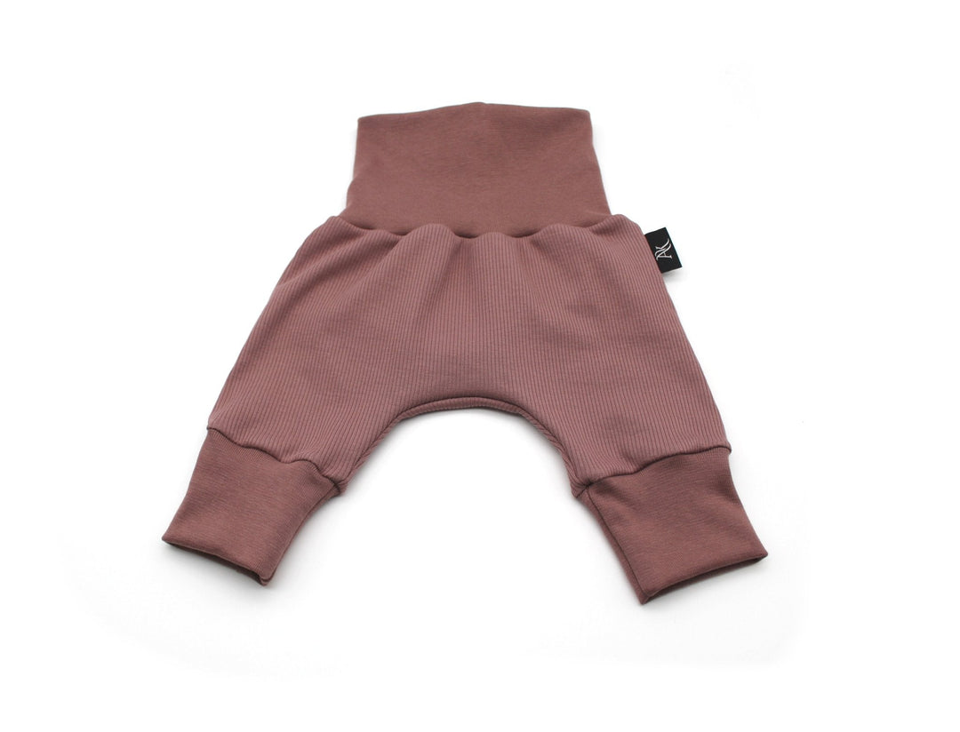 Old Mauve Baggy Rib Cotton Pants 0 - 1 Years - AnnaKarinna