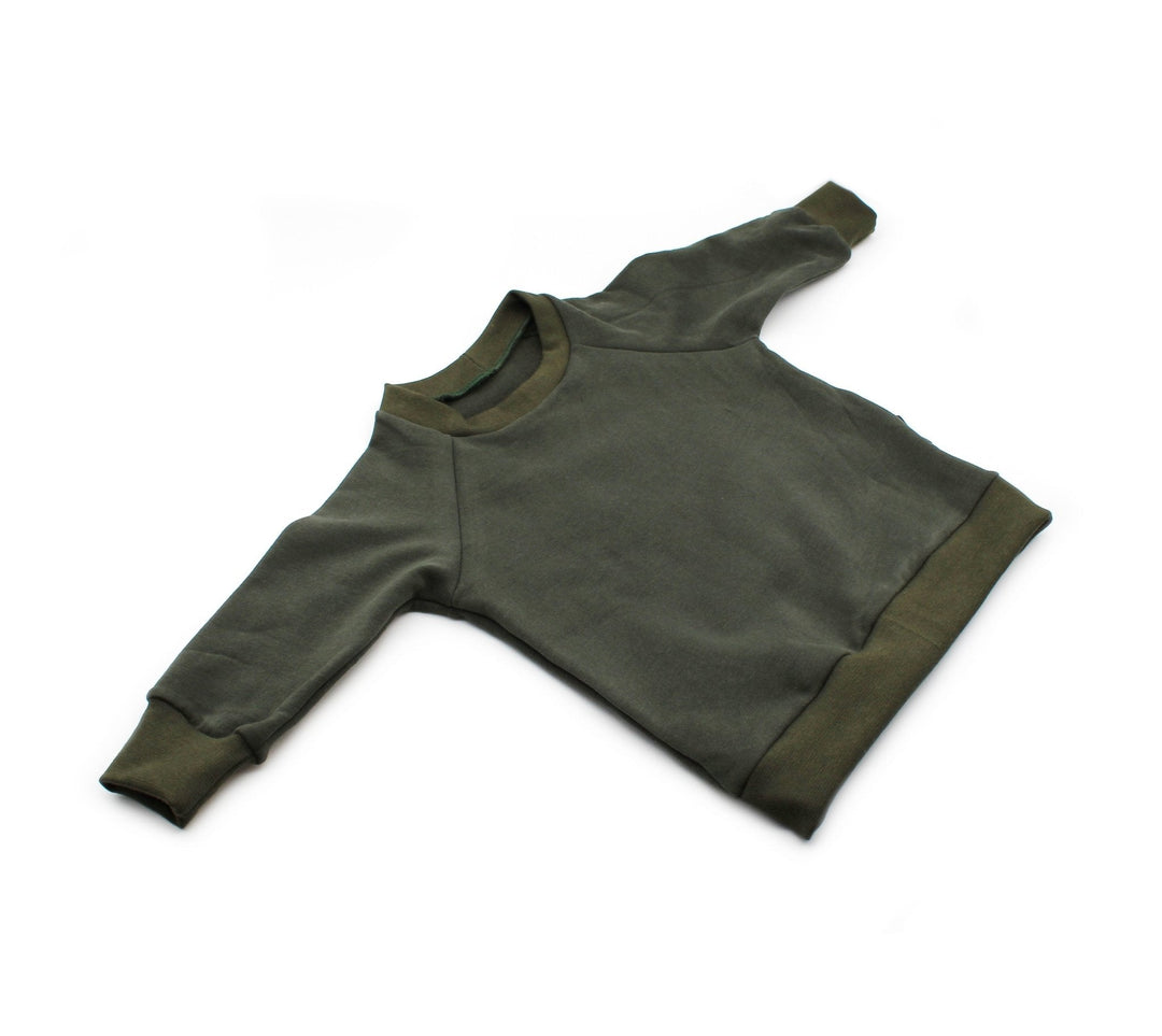 Organic Baby Pullover Army Green Color 0 - 1 Year - AnnaKarinna