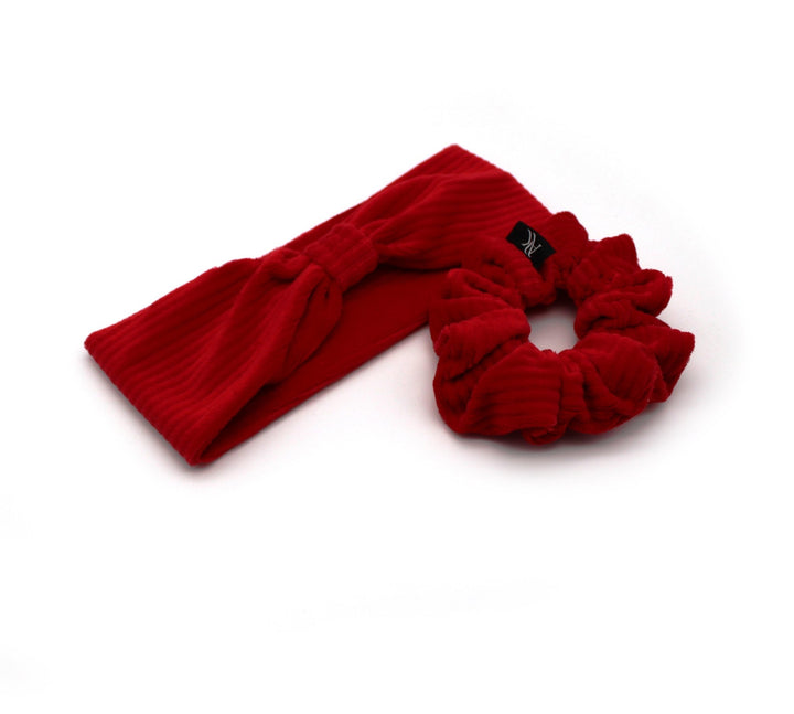 Red Turban Headband & Medium Scrunchie Set - AnnaKarinna