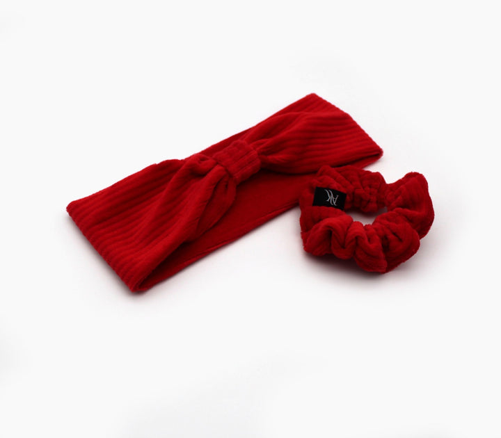 Red Turban Headband & Small Scrunchie Set - AnnaKarinna