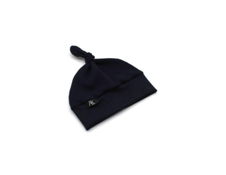 Rib Cotton Beanie - Navy Blue - AnnaKarinna