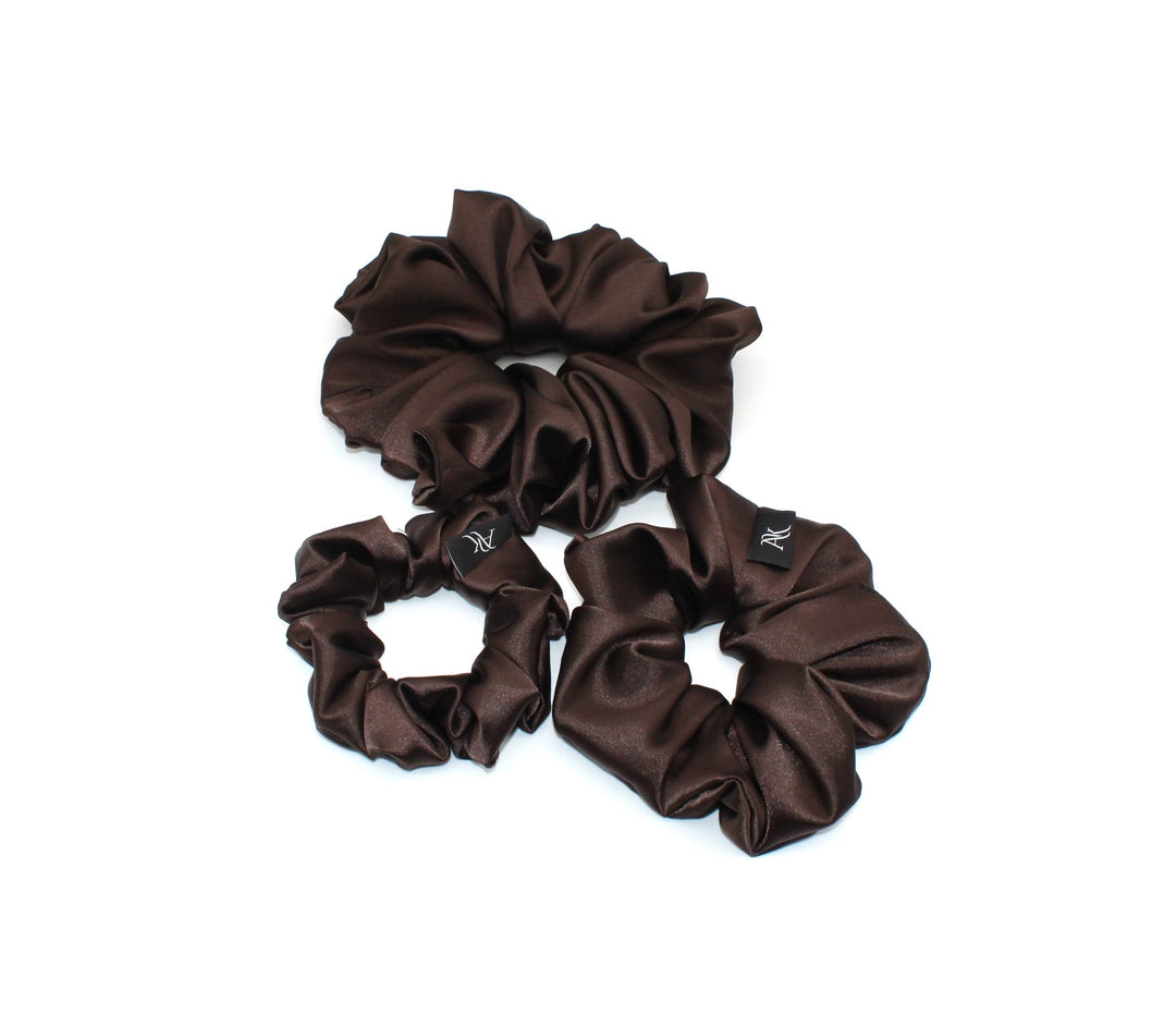 Satin XL, Medium, Small Brown scrunchie - AnnaKarinna