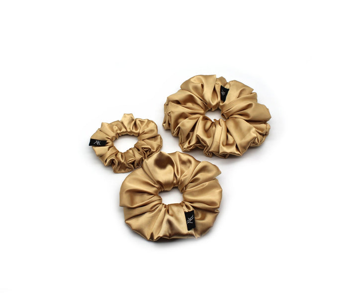 Satin XL, Medium, Small Gold scrunchie - AnnaKarinna