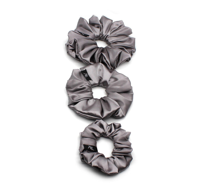 Satin XL, Medium, Small Silver gray scrunchie - AnnaKarinna