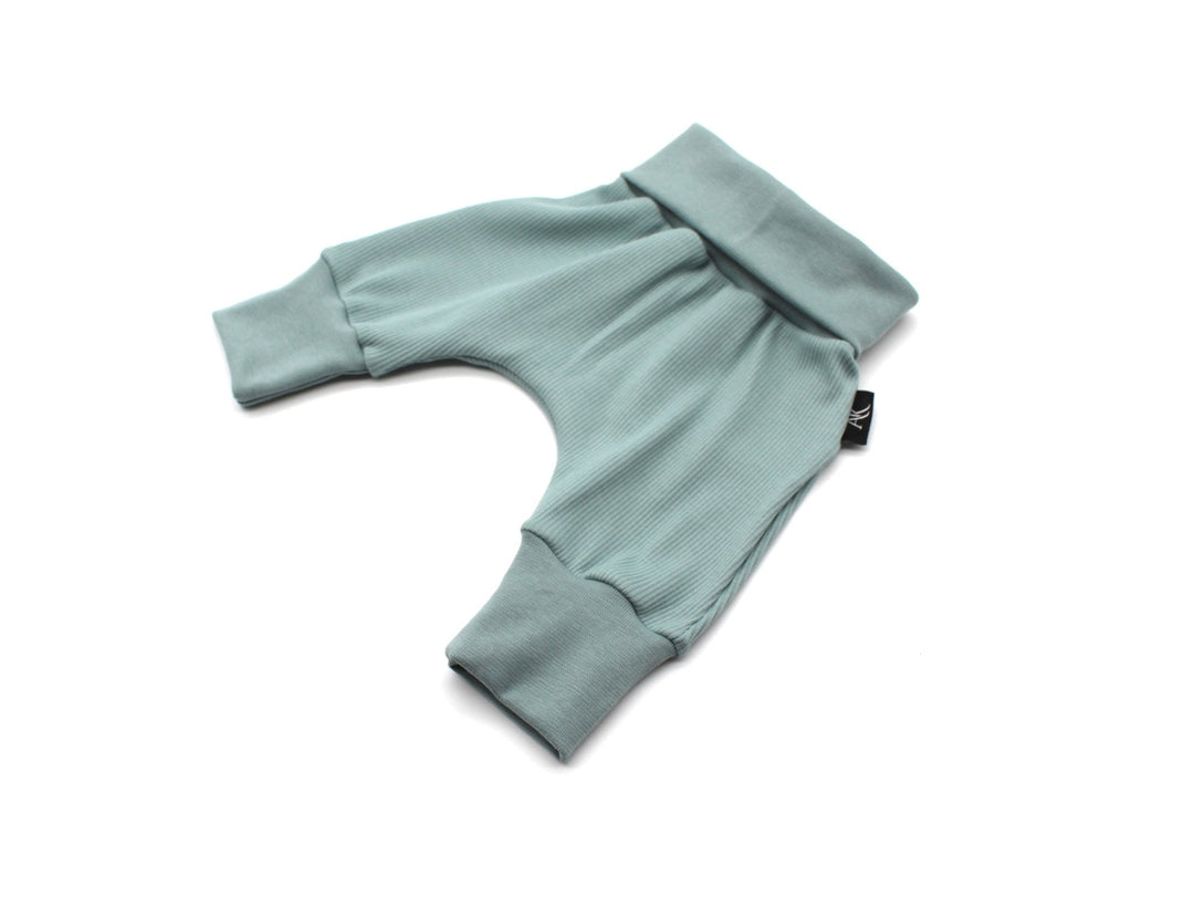 Sea Green Baggy Rib Cotton Pants 0 - 1 Year - AnnaKarinna