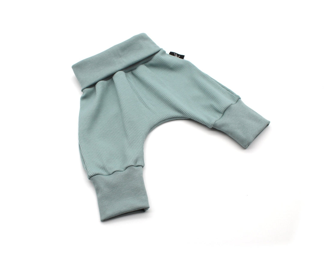 Sea Green Baggy Rib Cotton Pants 1 - 3 Years - AnnaKarinna